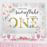 Blumen Und Funkeln Schneeflocken 1 Geburtstag Hintergrund